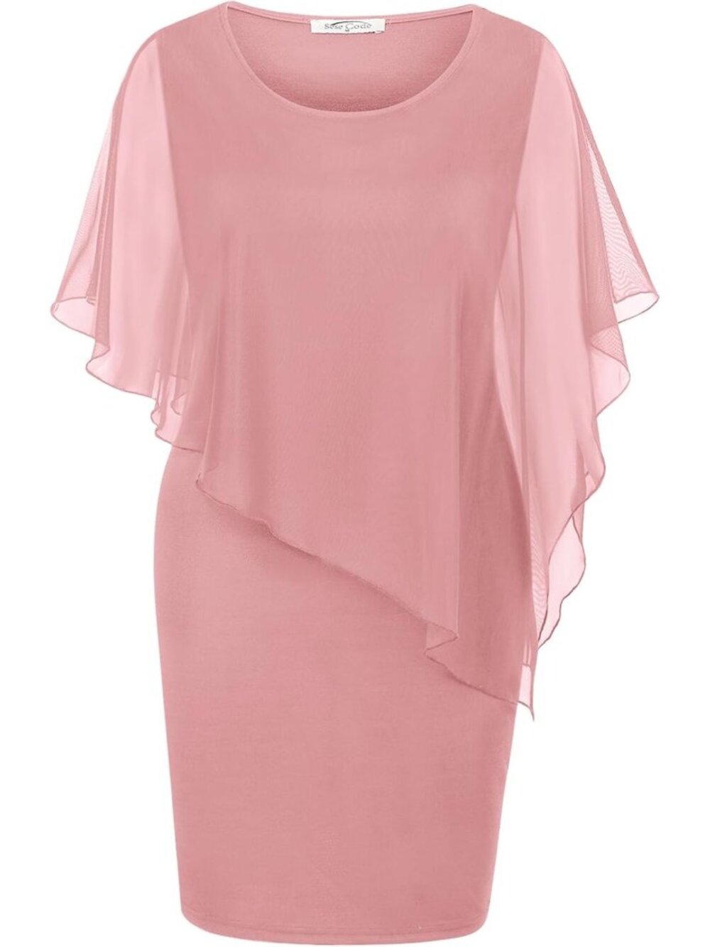 Chic Women's Mesh Cape Overlay Bodycon Dress - Perfect for Wedding Guests